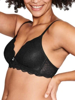 Naturana Lace Padded Soft Cup Bra - Black