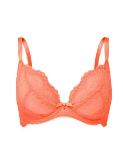 Gossard Superboost Lace Plunge Bra - Neon Coral -FREYA Shop gossard 20superboost 20lace 207725 20neon 20coral 20cut