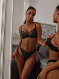 Gossard Sheer Stripe Plunge Bra - Black -FREYA Shop gossardsheerstripeplunge