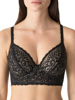 Twist "I Do" Deep Plunge Longline Bra - Zwart