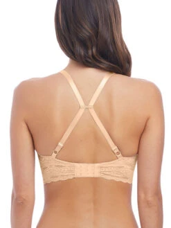 Wacoal Halo Lace Soft Cup Bra - Nude -FREYA Shop wa811205 nue back wacoal lingerie halo lace nude soft cup non wire bra