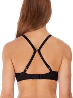 Wacoal Halo Lace Moulded Bra - Black -FREYA Shop wa851205 blk back wacoal lingerie halo lace black moulded underwire bra