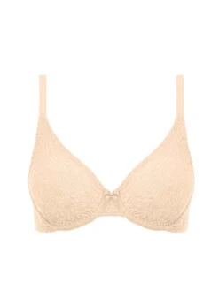 Wacoal Halo Lace Moulded Bra - Nude -FREYA Shop wa851205 nue cutwacoal lingerie halo lace naturally nude moulded underwired bra