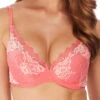 Wacoal Lace Perfection Plunge Push Up Bra - Strawberry Ice -FREYA Shop we135003 sbe primary wacoal lingerie lace perfection strawberry ice plunge push up bra